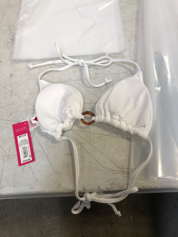 Photo 2 of Juniors' Ribbed Ring-Front Triangle Bikini Top SIZE MEDIUM 4-6