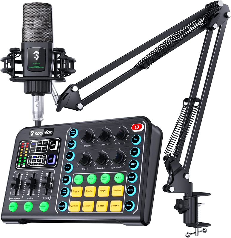 Photo 1 of Podcast Equipment Bundle Condenser Microphone with Live Sound Card Mixer, Recording Studio Package Equipment for Podcasting, Live Streaming, Broadcasting and Recording
