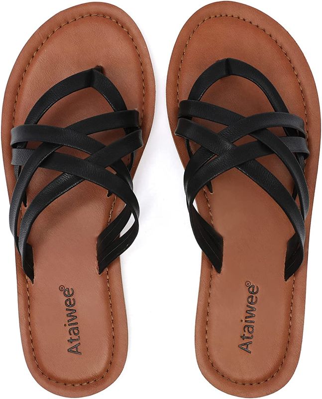 Photo 1 of Ataiwee Women's Slide Sandals, Ladies Flip Flop Thong Flat Casual Strappy Shoes.SIZE 11