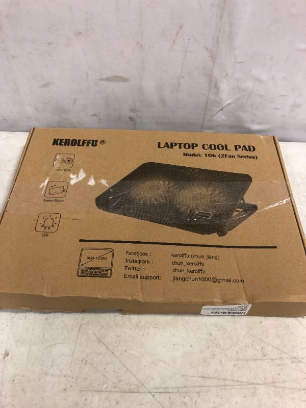 Photo 2 of KEROLFFU Laptop Cooling Pad 15.6 14 13 Inch (Big 2Fans 5.52 Inch, Double Sides Built-in USB Line, Back Feet Stand) Fit Apple Air / Pro / MacBook
