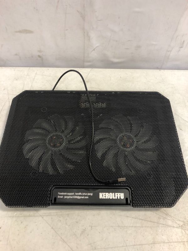Photo 3 of KEROLFFU Laptop Cooling Pad 15.6 14 13 Inch (Big 2Fans 5.52 Inch, Double Sides Built-in USB Line, Back Feet Stand) Fit Apple Air / Pro / MacBook
