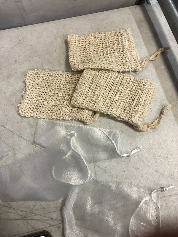 Photo 2 of 6 Pieces Soap Saver Bag Natural Sisal Exfoliating Soap Pouch for Foaming and Drying The Soap Bars Shower Soap Bag
