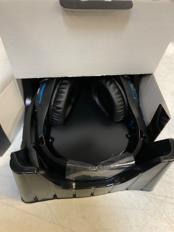 Photo 3 of Stereo Gaming Headset?SADES Noise Cancelling 3.5mm Over-Ear Headphones with Microphone and Volume Control for PC Xbox One PS4 PS5 Laptop Mac Nintendo Games black-blue --- BRAND NEW FACTORY PACKAGED 
