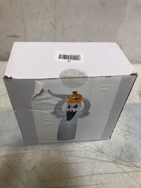 Photo 2 of AY 5.9ft Halloween Inflatable Ghost-Pumpkin Combination, White Ghost, Scary Pumpkin with LED Lights, Used for Halloween Outdoor Lawn Party Decoration. --- BRAND NEW FACTORY PACKAGED 
