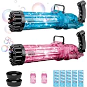 Photo 1 of 2Pcs 21 Hole Bubble Gun with Bubble Solution for Kids That Can Make Massive Bubbles, Electronic Automatic Bubble Blower with Lights,as Summer Gifts for 3 4 5 6 7 8 9 10 Year Old Boys Girls Toddler-----factory sealed