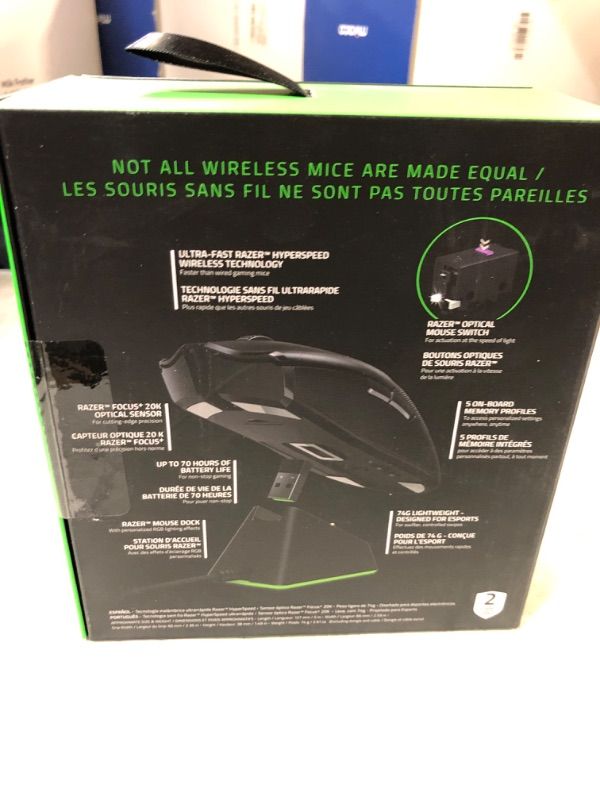 Photo 2 of Razer Viper Ultimate Hyperspeed Lightweight Wireless Gaming Mouse & RGB Charging Dock: Fastest Gaming Mouse Switch - 20K DPI Optical Sensor - Chroma Lighting - 8 Programmable Buttons - 70 Hr Battery Classic Black Mouse + Dock----factory sealed