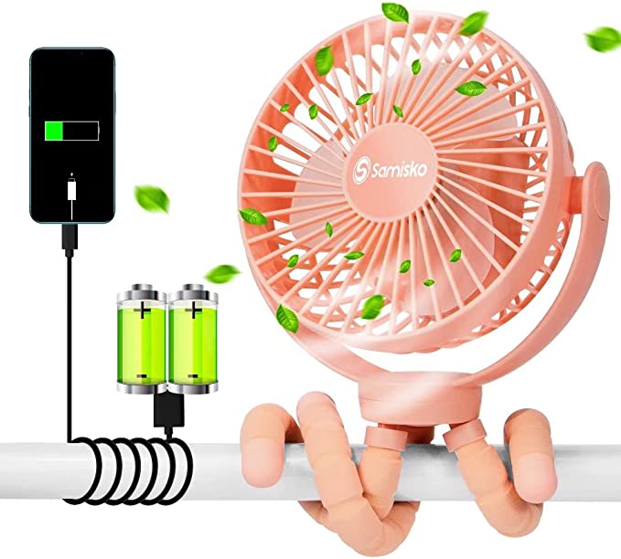 Photo 1 of Mini Handheld Personal Portable Fan - Used as Power Bank, Mini Cooling Small Bed Fan, USB Rechargeable, Battery Operated Fan With Flexible Tripod, Fans Clip-On Baby Stroller/Car Seat/Bike(Pink)