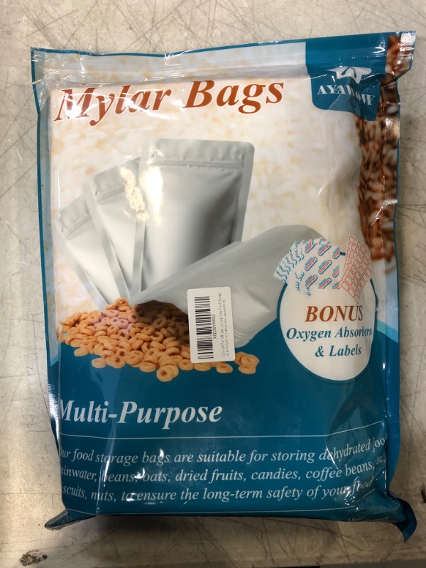 Photo 2 of 120 pcs 8.7 mils Mylar Bags for Food Storage with Oxygen Absorbers Individually Wrapped 400cc , 6 Size Mylar Bags With Gusset Bottom and Zip Close for Long Term Food Storage
