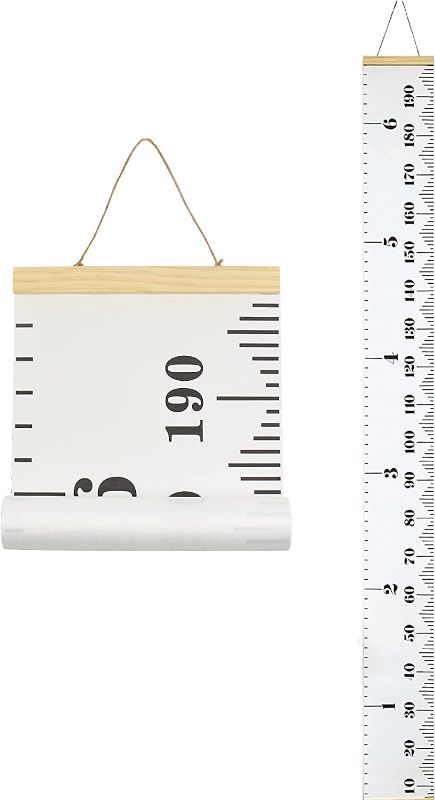 Photo 1 of  Kids Growth Chart, Wood Frame Fabric Canvas Height Measurement Ruler from Baby to Adult for Child's Room Decoration