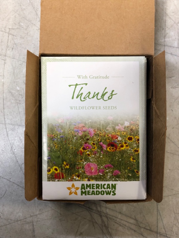 Photo 1 of American Meadows Wildflower Seed Packets "Thanks with Gratitude" Party Favors (Pack of 20) - Express Gratitude with a Wildflower Seed Mix, Great Addition or Alternative to Thank You Cards
