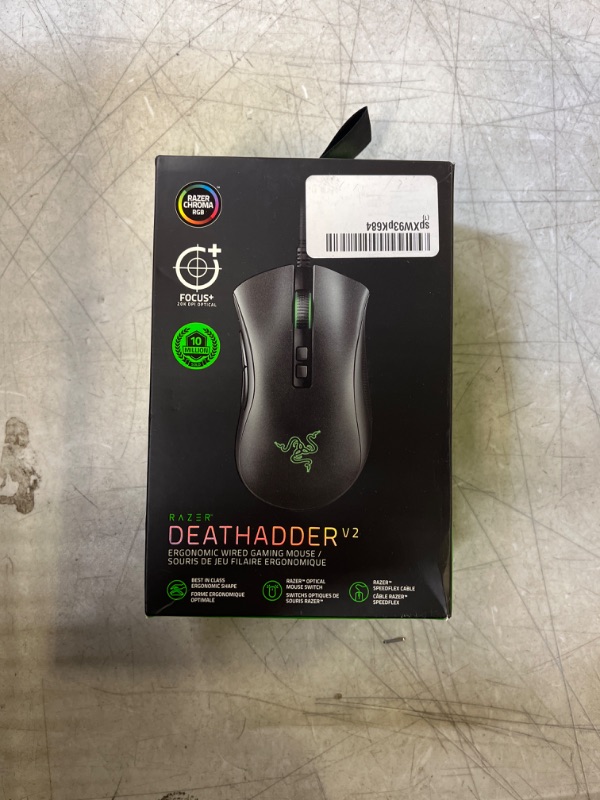 Photo 2 of Razer DeathAdder V2 Gaming Mouse: 20K DPI Optical Sensor - Fastest Gaming Mouse Switch - Chroma RGB Lighting - 8 Programmable Buttons - Rubberized Side Grips - Classic Black
