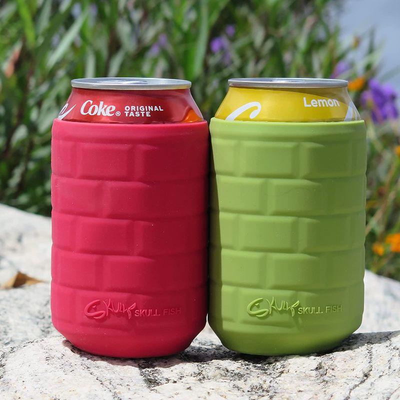 Photo 1 of 2 Pack Soft Silicone Sleeves Insulators for Standard Soda / Beverage / Beer Can, 12OZ Standard Can Cold Insulating Covers, Soda Sleeves Coolers Holder,(2 Pack(Rose & Grass))
