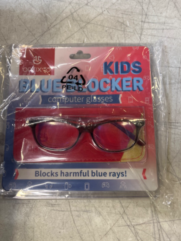 Photo 2 of Blue Light Blocking Glasses Girls & Boys | Anti Eyestrain Blue Light Glasses Kids Computer Gaming Glasses (Ages 3-10) | Flexible Grey Square Frames with Red Temples Video Phone Screen Eyeglasses
