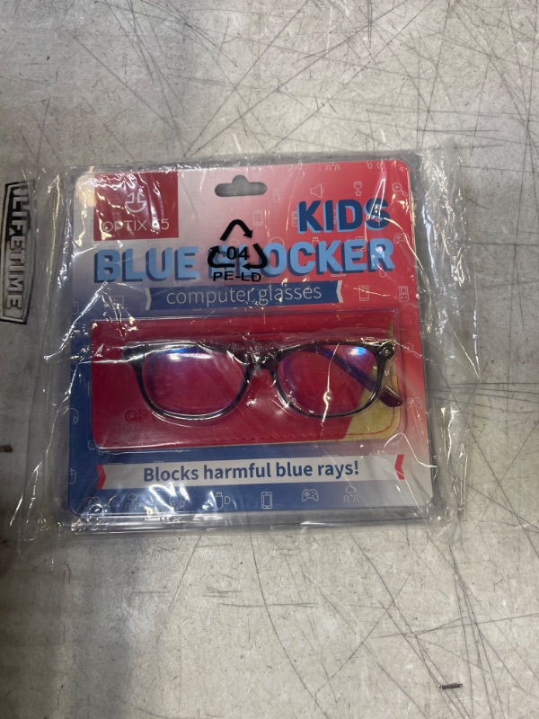 Photo 2 of Blue Light Blocking Glasses Girls & Boys | Anti Eyestrain Blue Light Glasses Kids Computer Gaming Glasses (Ages 3-10) | Flexible Grey Square Frames with Red Temples Video Phone Screen Eyeglasses
