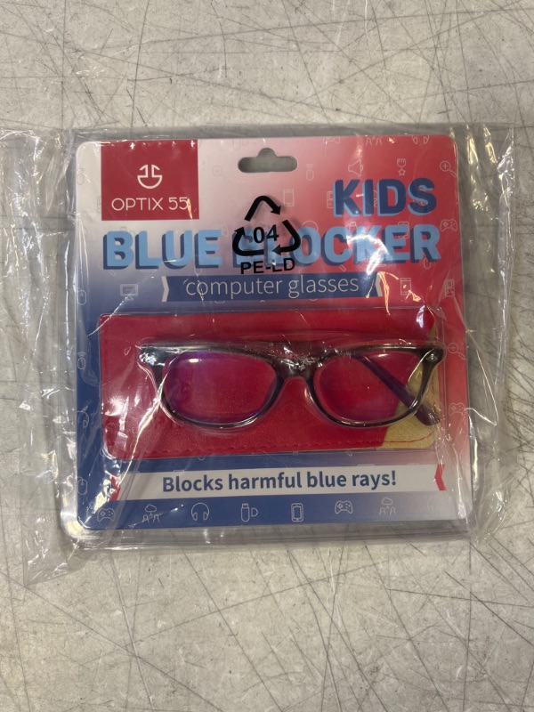 Photo 2 of Blue Light Blocking Glasses Girls & Boys | Anti Eyestrain Blue Light Glasses Kids Computer Gaming Glasses (Ages 3-10) | Flexible Grey Square Frames with Red Temples Video Phone Screen Eyeglasses
