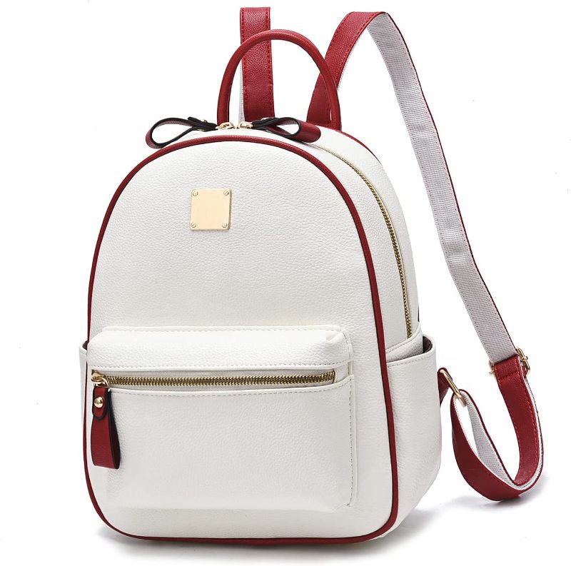 Photo 1 of LCFUN Mini Backpack Purse for Girls Fashion Leather Small Backpack Cute Women Purses Shoulder Bag White