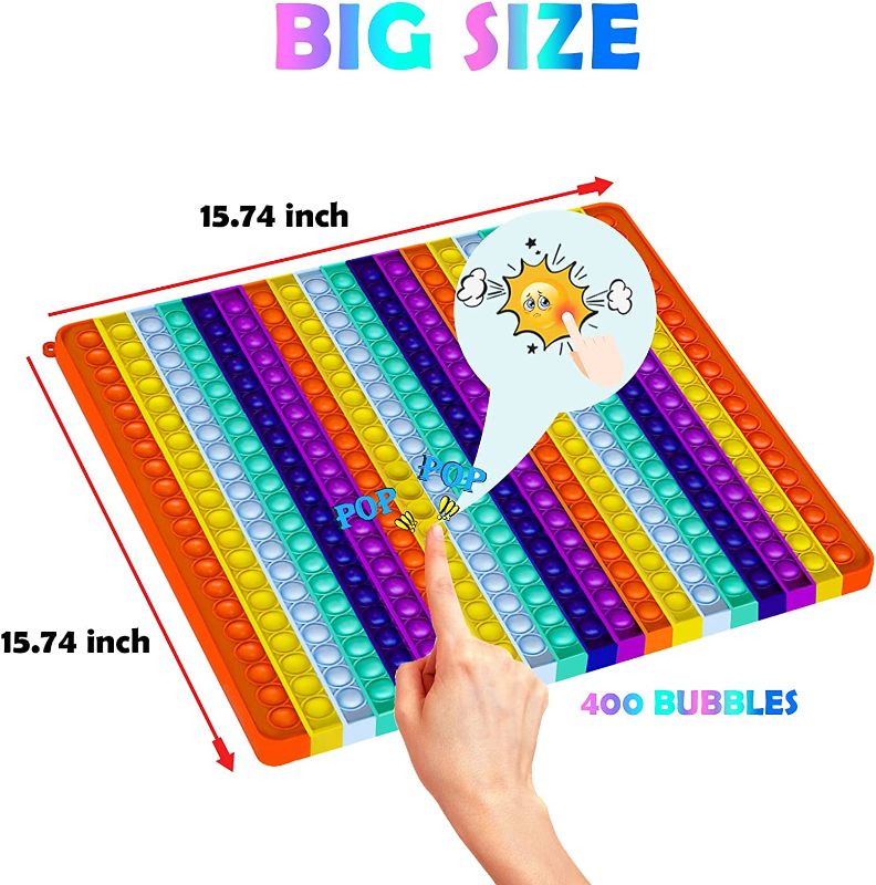 Photo 2 of Pinzoveno Jumbo Pop it 400 Bubbles Biggest Fidget Toy, 15.7 Inch Giant Pop it 400 Bubble Sensory Toy, Square Popping Popper Giant its Popitz Gifts Oversized Push its, Super Big Extra Large Mega Popit