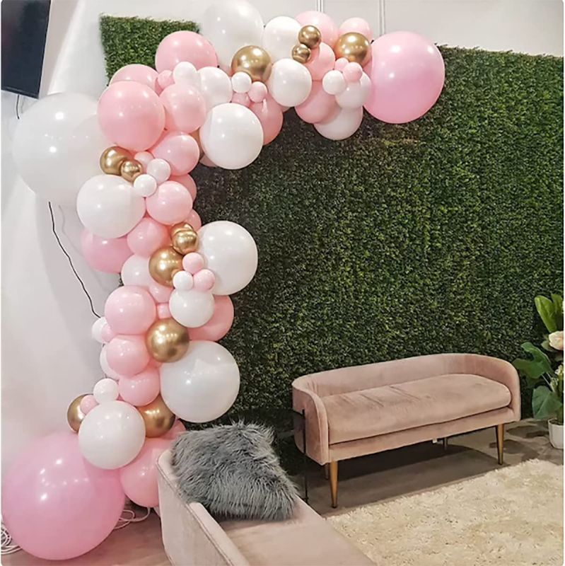 Photo 1 of Baby Pink Gold White Balloon Garland Arch Kit 