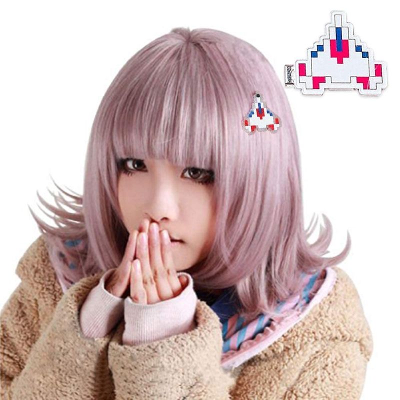 Photo 1 of ANOGOL Wig+{ 1 Hairpin } Light Purple Bob Wig for Girls Short Cosplay Wigs with Bangs Synthetic Hair for Anime Costume Wig for Halloween Party
