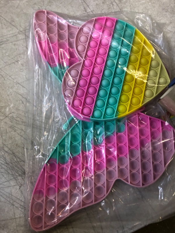 Photo 1 of 193 Bubbles 15.5 Inch Giant Big Pop Fidget Sensory Toys, ASONA Easter Basket Stuffers for Girls Kids, Jumbo Huge Mega Push Poppers Stress Reliever for Kids Autism and Adult, Butterfly Heart 2 Pack Big Size Butterfly+Heart