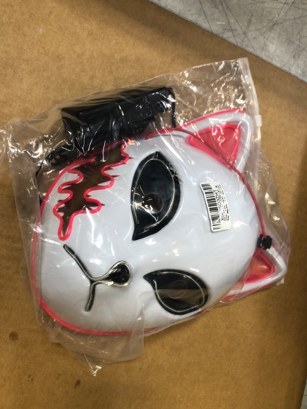 Photo 2 of 1pc only----Halloween Cosplay Mask, Anime Japanese Mask, Demon Slayer Led Mask Pink