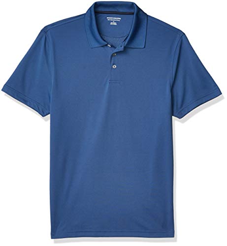 Photo 1 of Amazon Essentials Men's Slim-Fit Quick-Dry Golf Polo Shirt, Blue, Medium, ITEM HAS DEODORANT ON IT 
