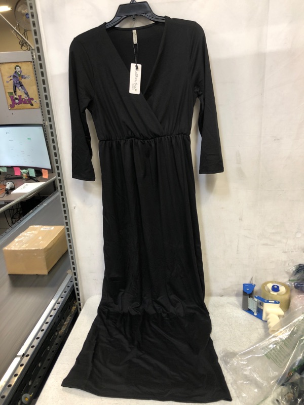 Photo 1 of BLACK LONG, 3/4 SLEEVE DRESS, SIZE M 