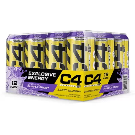 Photo 1 of  C4 Original Carbonated Pre Workout Drink, Purple Frost,12-16oz Cans  -- BB 02/24 --