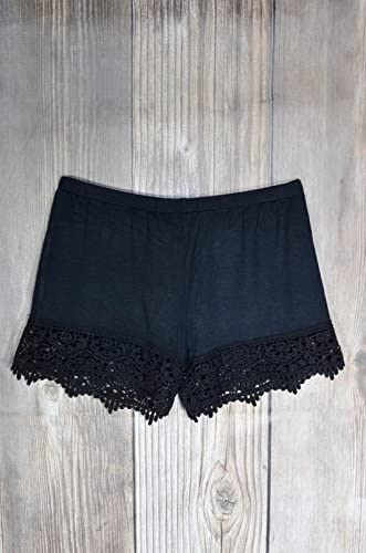 Photo 1 of Boot Cuffs & Socks Comfy Cotton Lace Short Shorts Extender with Elastic Waistband - Soft Romper Extender for Women -- BLACK ,  SIZE S --
