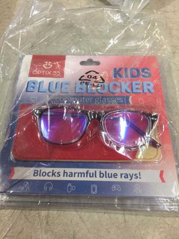 Photo 2 of Blue Light Blocking Glasses Girls & Boys | Anti Eyestrain Blue Light Glasses Kids Computer Gaming Glasses (Ages 3-10) | Flexible Grey Square Frames with Red Temples Video Phone Screen Eyeglasses