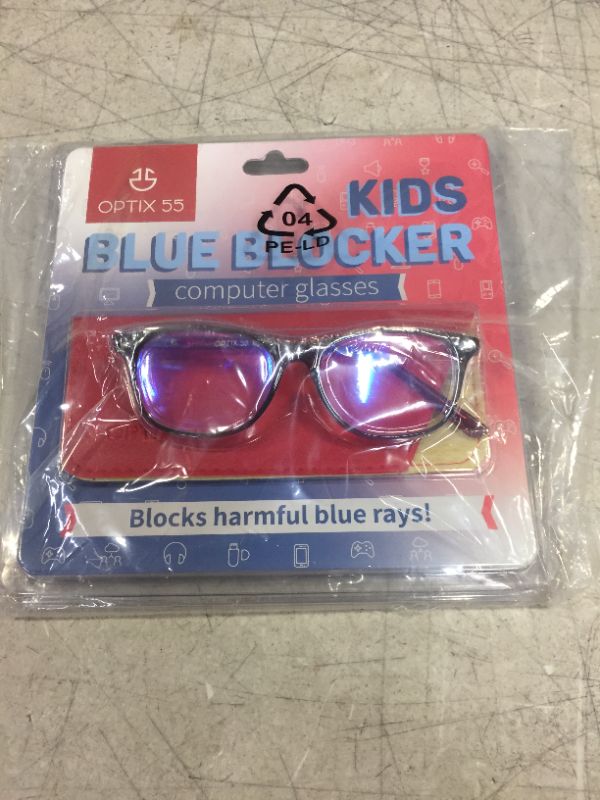 Photo 2 of Blue Light Blocking Glasses Girls & Boys | Anti Eyestrain Blue Light Glasses Kids Computer Gaming Glasses (Ages 3-10) | Flexible Grey Square Frames with Red Temples Video Phone Screen Eyeglasses