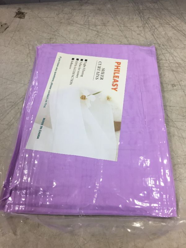 Photo 1 of PHILEASY Window Sheer Purple Curtains 145 Inches Long 2 Panels Sheer Purple Curtains Sheer Curtain Clear Transparent Basic Rod Pocket Panel 15 Colors 10 Size for Bedroom Living Room Yard Kitchen