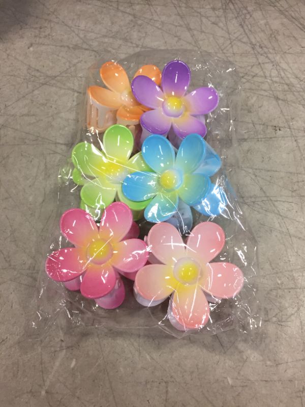 Photo 2 of 6 Pcs Flower Claw Clip Hair Clips, 3 inch Large Claw Clips Cute Hair Clips for Women Girls Hair Claw Clips for Thick/Thin Hair, Flower Hair Clip Hair Accessories Gifts for Women (Multicolor)