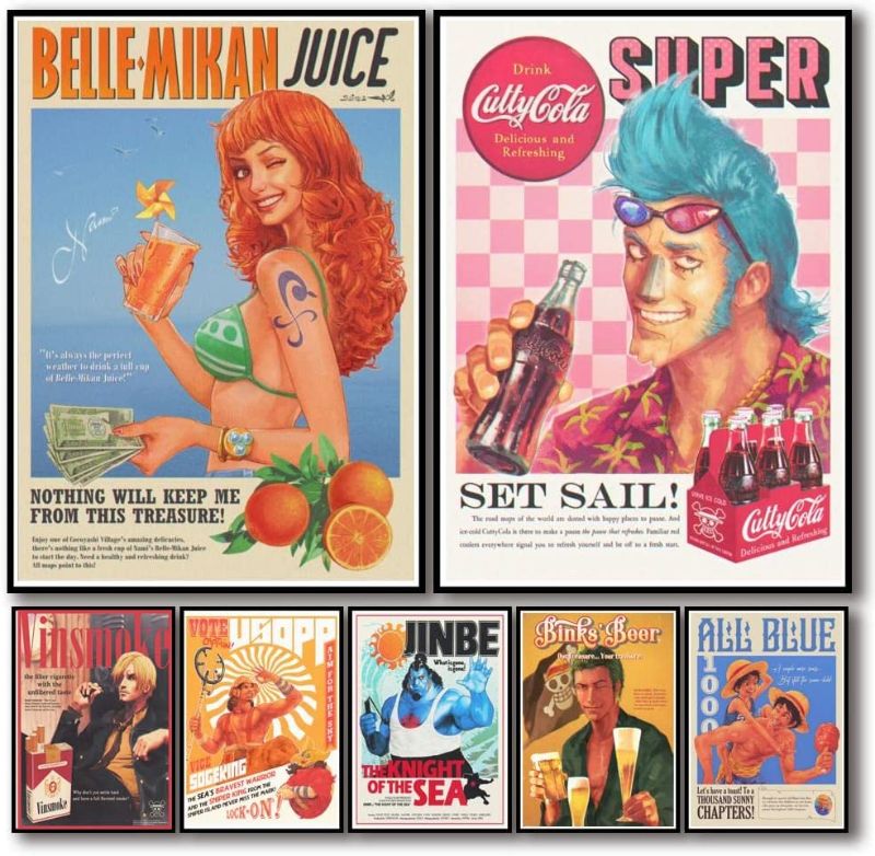 Photo 1 of 8pcs Vintage Alternative Ad Pin-up Poster Collage Kit Wall Art Home Decal Posters for Dorm Unframed 11.6x16.5inx8pcs --- FACTORY SEALED 
