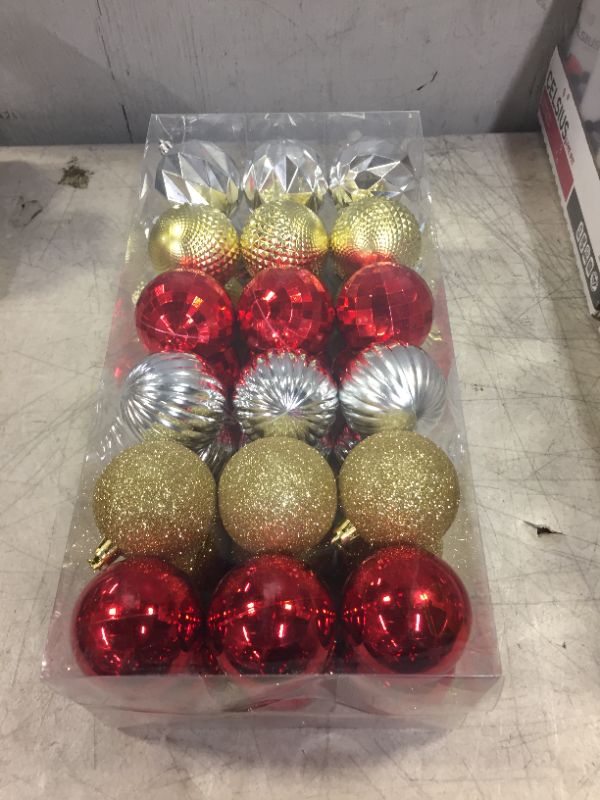 Photo 2 of 36Pcs Christmas Balls Ornaments for Christmas Tree Decorations- 2.36" Red Gold Silver Glitter Shatterproof Plastic Christmas Tree Ball Baubles Ornaments- Xmas Holiday New Year Party Hanging Ornaments