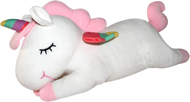 Photo 1 of AIXINI Plush Unicorn Stuffed Animal Pillows Toy, 17.72 Inch Cute Soft White Unicorn Plushie with Rainbow Wings Gifts for Girls
