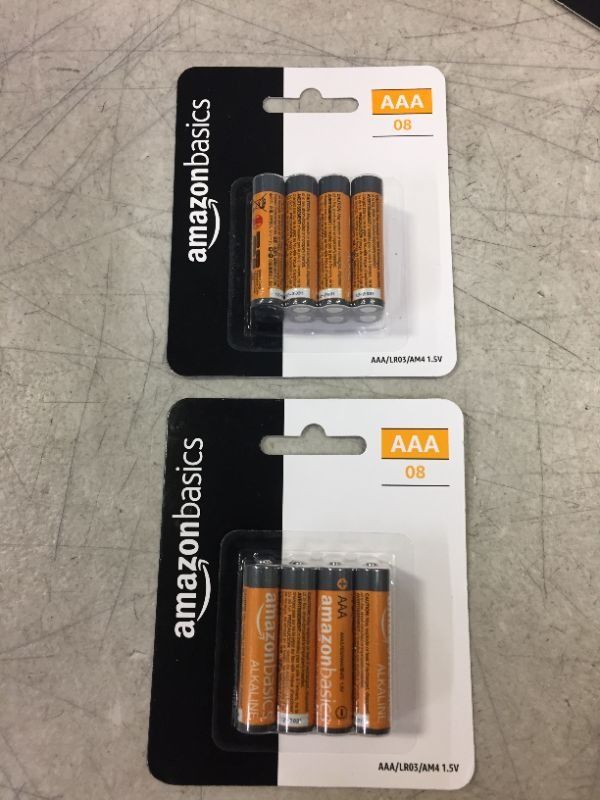 Photo 1 of Amazon Basics 8 Pack AAA High-Performance Alkaline Batteries, 10-Year Shelf Life, Easy to Open Value Pack,8 Count - 2 Pack

