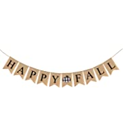 Photo 1 of Adurself Happy Fall Burlap Banner Buffalo Check Plaid Jute Burlap Pumpkin Garland 