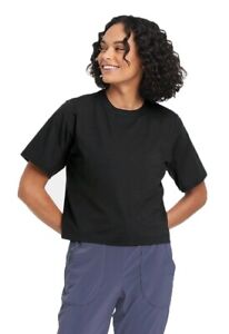 Photo 1 of Black Supima Cotton Cropped Active Short Sleeve Top - All in Motion Sz S