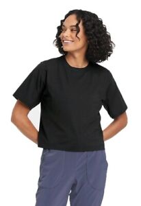 Photo 1 of Black Supima Cotton Cropped Active Short Sleeve Top - All in Motion Sz L