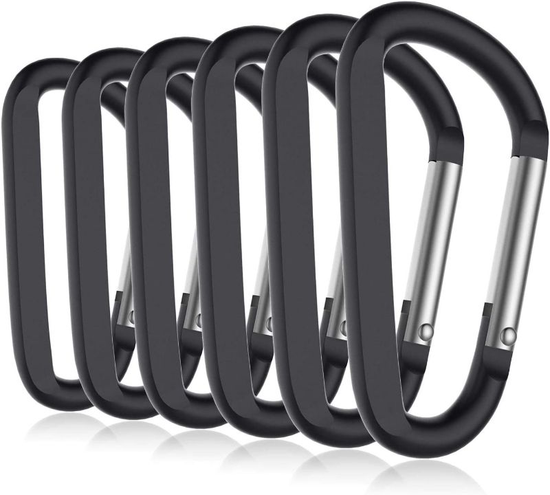 Photo 1 of 2 COUNT CampTek 3" D Ring Carabiner Clips, Improved Unlocking Caribeaner Keychain Pack for Backpack Hook Para Cord Umbrella Rope Parachute Para Cord