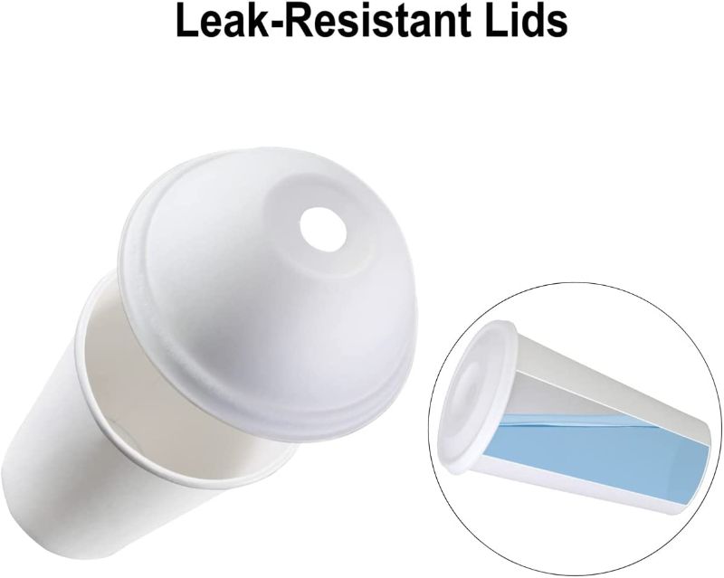 Photo 1 of [16 oz. - 50 sets] Disposable Paper Cups with Paper Dome Lids, Compostable Non-Plastic Cups Eco Friendly Recyclable Cups with Covers for Iced Coffee