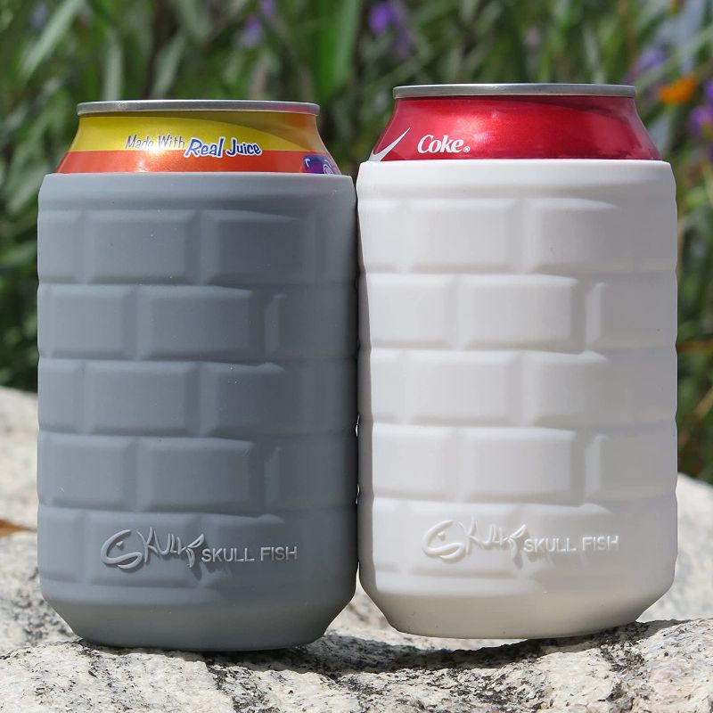 Photo 1 of 2 Pack Soft Silicone Sleeves Insulators for Standard Soda / Beverage / Beer Can, 12OZ Standard Can Cold Insulating Covers, Soda Sleeves Coolers Holder(2 Pack(White & Gray))