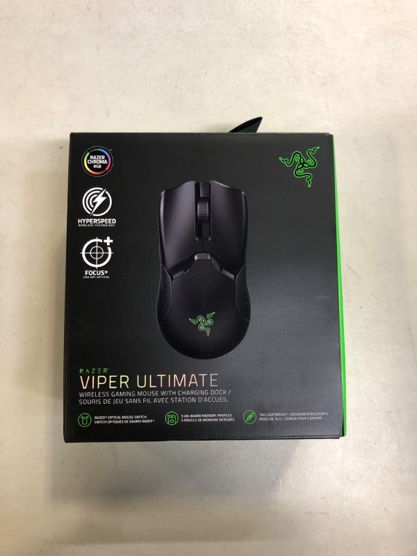 Photo 2 of Razer Viper Ultimate Hyperspeed Lightweight Wireless Gaming Mouse & RGB Charging Dock: Fastest Gaming Mouse Switch - 20K DPI Optical Sensor - Chroma Lighting - 8 Programmable Buttons - 70 Hr Battery
