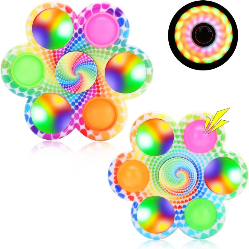 Photo 1 of (( FACTORY SEALED ))Jawhock LED Light Pop Fidget Spinner 2 Pack, Party Favor Sensory Simple Fidget Popper Spinners, Pop Bubble Fidget Pack Hand Spinner for ADHD Anxiety, Stress Reduction for Children
