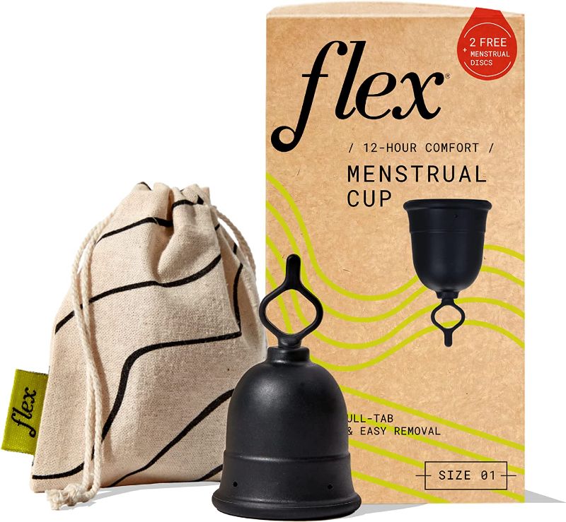 Photo 1 of (( FACTORY SEALED )) Flex Cup Starter Kit (Slim Fit - Size 01) | Reusable Menstrual Cup + 2 Free Menstrual Discs | Pull-Tab for Easy Removal | Tampon + Pad Alternative | Capacity of 2 Super Tampons
