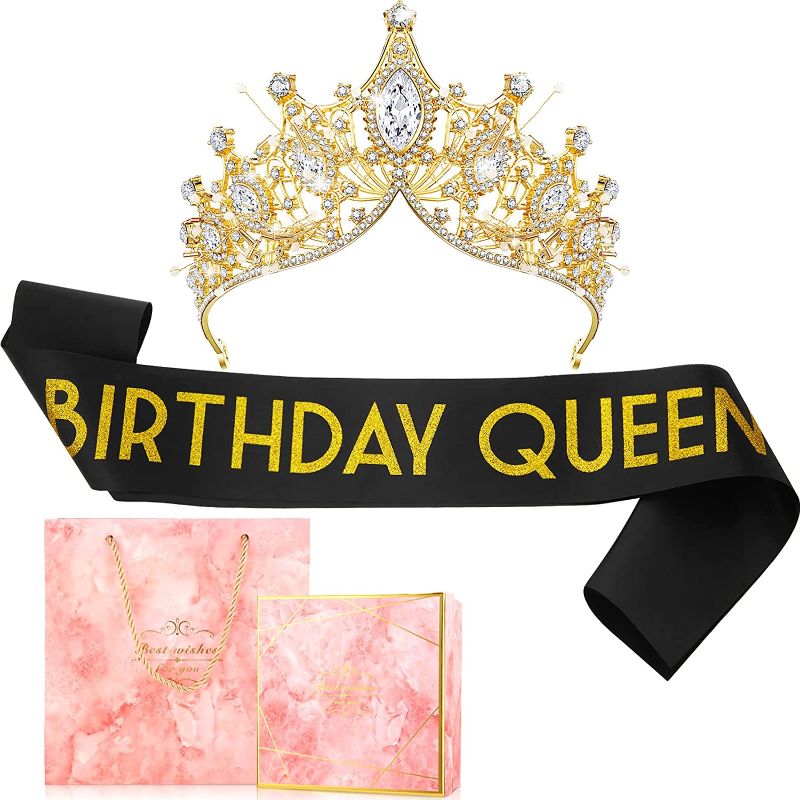 Photo 1 of Birthday Queen Crown and Sash for Women with Pink Birthday Gift Box for Birthday Party Wedding Party Costume Hair Accessories (( FACTORY SEALED ))
