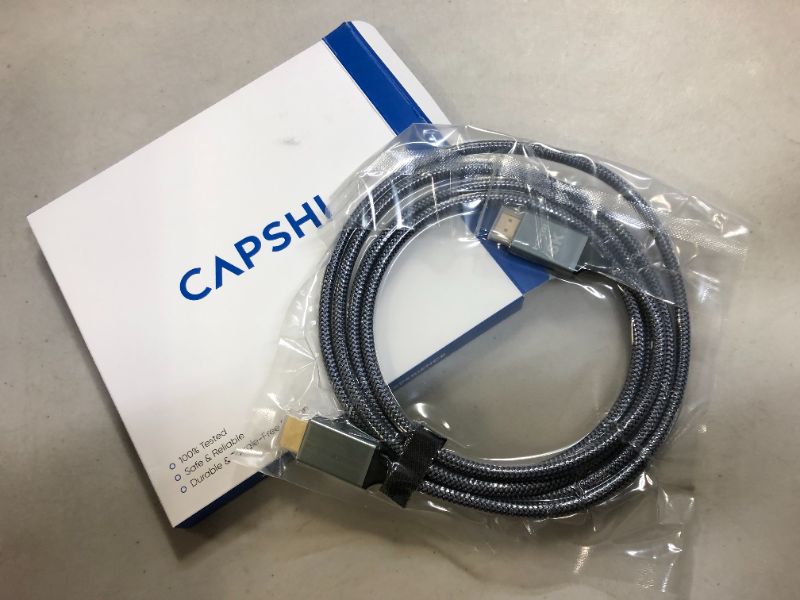 Photo 2 of 8K 60HZ HDMI Cable, Capshi HD 48Gbps High Speed HDMI Braided Cord-4K@120Hz 8K@60Hz, DTS:X, HDCP 2.2 & 2.3, HDR 10 Compatible with TV, PS4 PS5,Monitor,PC and More (6.6Feet)
