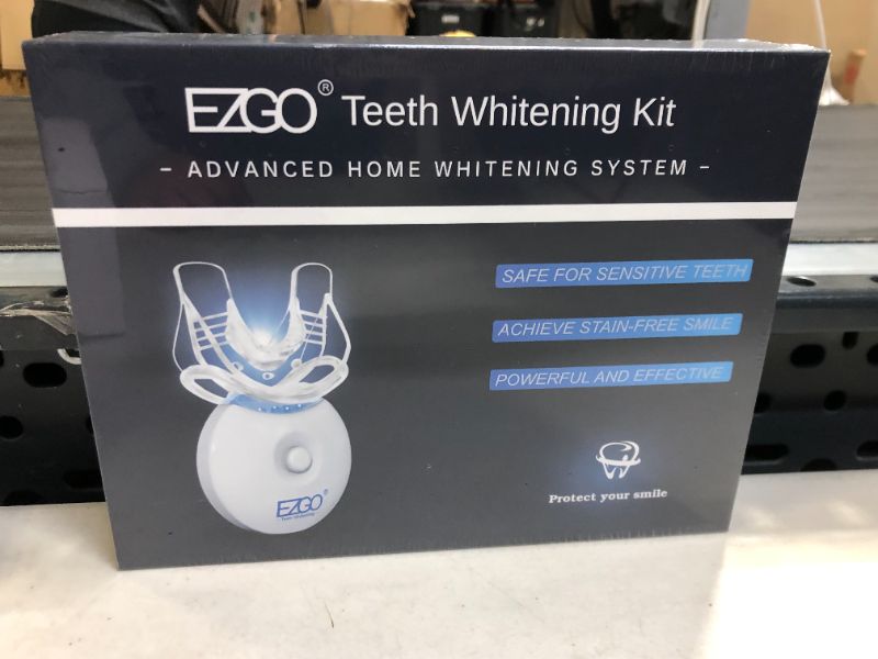 Photo 3 of EZGO Teeth Whitening Kit with LED Light, 5 X LED Fast-Result Teeth Whitener with Carbamide Peroxide Teeth Whitening Gel, Non-Sensitive Tooth Whitening Kit Remove Stains from Coffee and Soda (blue kit) 1 Count (Pack of 1) *-brand new factory sealed-*