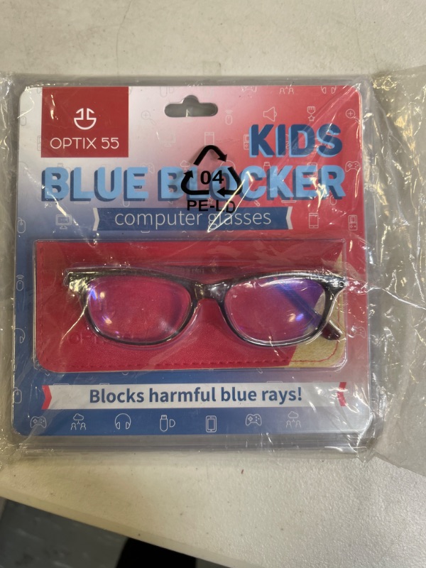 Photo 2 of Blue Light Blocking Glasses Girls & Boys | Anti Eyestrain Blue Light Glasses Kids Computer Gaming Glasses (Ages 3-10) | Flexible Grey Square Frames with Red Temples Video Phone Screen Eyeglasses